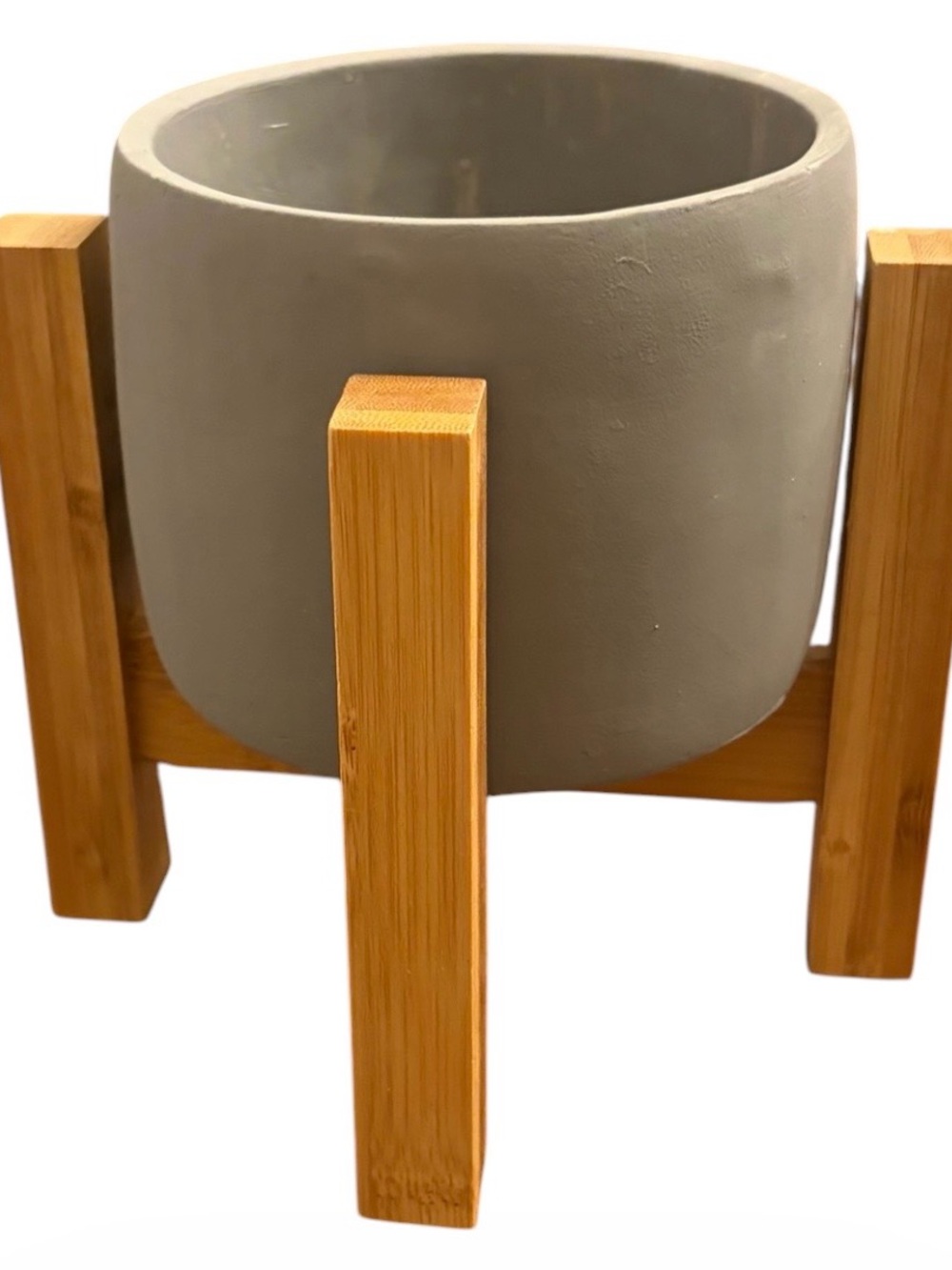 Inspella Grey Planter with a Wooden Stand NIB